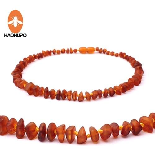 HAOHUPO Unpolished Amber Teething Necklace for Baby Jewelry Certificated Real Baltic Raw Amber Beads 5 New Designs Gifts