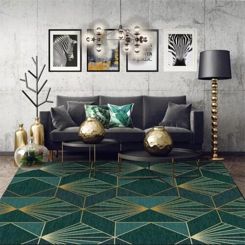 Nordic Modern Carpet In The Living Room Floor Non-slip Play Mat Black Dark Green Gold Marble Rug Bedroom Bathroom Home Door Mat