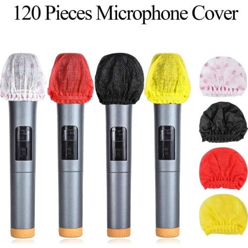 120pcs Disposable Microphone Cover Non-Woven Handheld Microphone Protective Cap Recording Room Karaoke Microphone Accessorie Cap