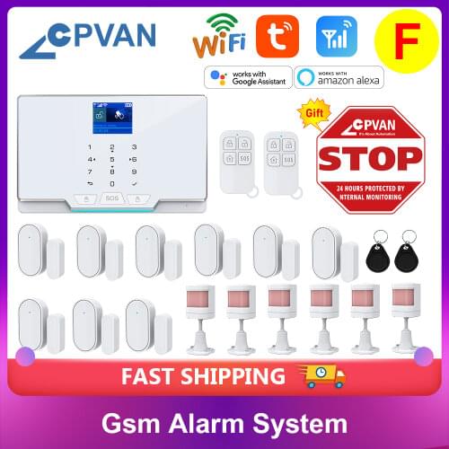 Tuya Smart Wifi Gsm Alarm System 11 Languages 433MHz Home Burglar Security Alarm With Motion Sensor Detector Compatible Alexa