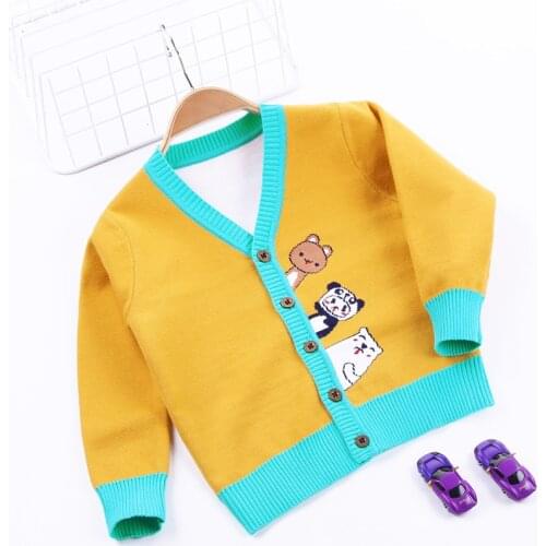 2-8T Autumn Winter Warm Sweater For Kid Boy Toddler Infant Knitted Top Cardigan Knitwear Cute Cartoon Sweet Outfit Outwear