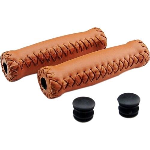 Pair Vintage leather bicycle Grips Grips trekking handlebars Cover
