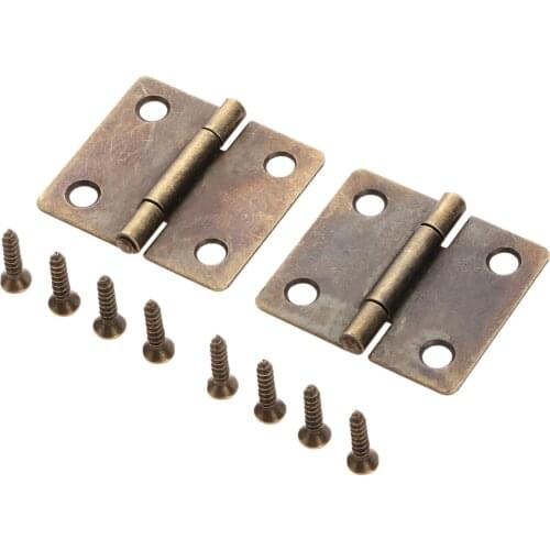 2Pc 38x34mm Antique Bronze Furniture Cabinet Drawer Door Butt Hinge Jewelry Wood Box Decorative Hinge Vintage Furniture Hardware