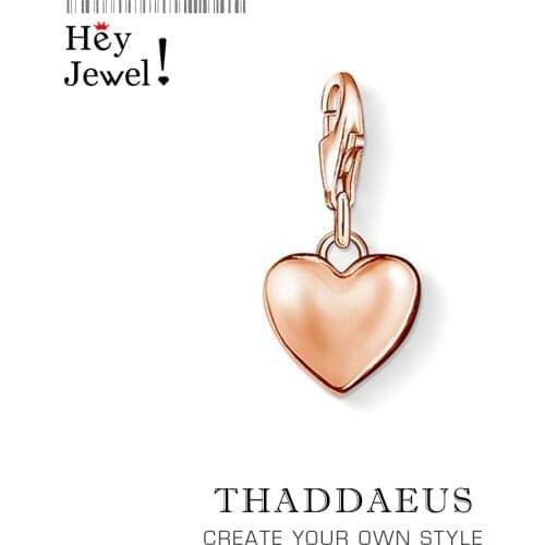 Rose Gold Color Heart Pendants Charm 925 Sterling Silver Fit Necklace Women Jewelry Collares 2019 Winter New Romantic Gift