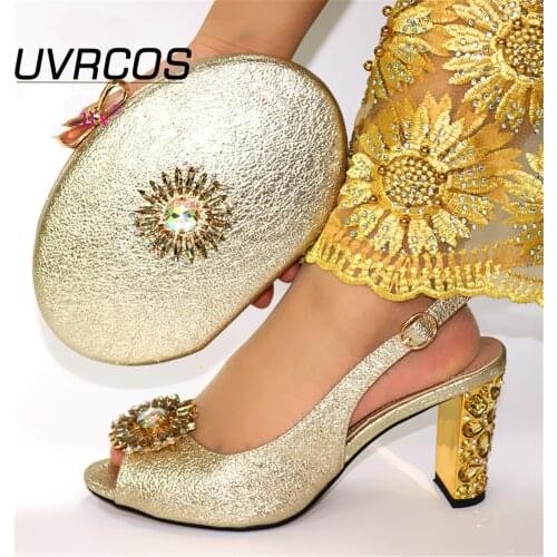 Latest Design Shoes Woman High Heel Italian Designer Shoes and Bags Matching Set Italian Shoes and Bags Set Party Sandals Sweet