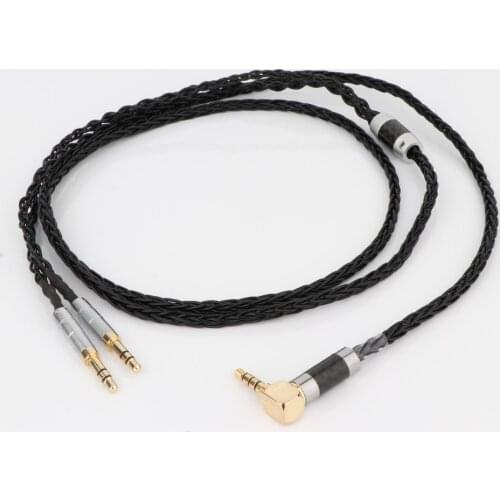 Preffair Hot Selling Hifi Audio Silver Plated Angle 3.5mm To Dual 3.5mm Balanced Headphone Cable Earphone Cable Upgrade Wire