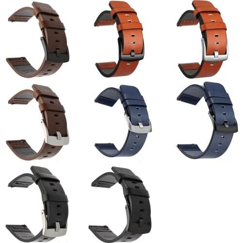 High Quality Leather Watchband for Samsung Galaxy Watch 3 41mm 45mm Active2 20mm Strap Band for Watch Quick Release 18mm 24mm