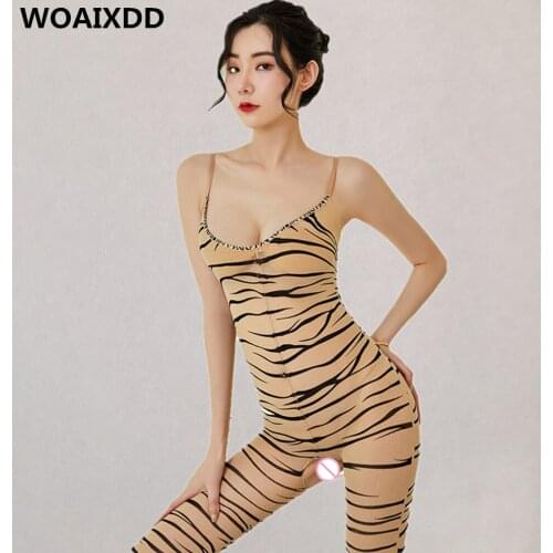 Leopard Sexy Lingerie Porno Lenceria Women Mesh Babydoll Chemise Open Crotch Lingerie Hot Erotic Sexy Costumes Femme Underwear