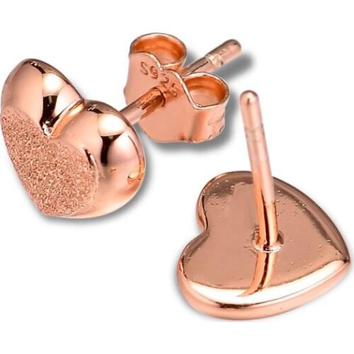 Rose Matte Brilliance Hearts Earring Studs 925 Sterling Silver Jewelry For Woman Make up Fashion Female Earrings Party Jewelry