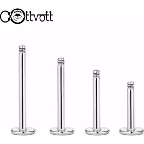 10pcs/lot 316L Stainless Steel Labret Bar Part Screw Threaded Head 16 Gauge 6 8 10 12mm SIze for Lip Piercing Body Jewelry PLP06