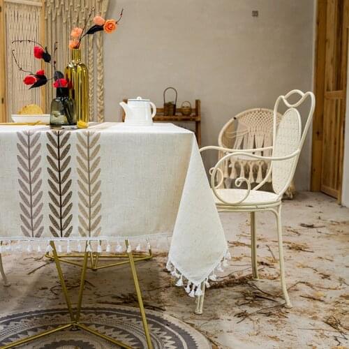 Table Cloth Rectangle and squareOil-Proof Spill-Proof Waterproof Tablecloth Decorative Fabric Table Cover With tassel
