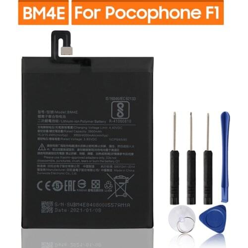 Original Replacement Battery For Xiaomi MI Pocophone F1 BM4E Genuine Phone Battery 4000mAh