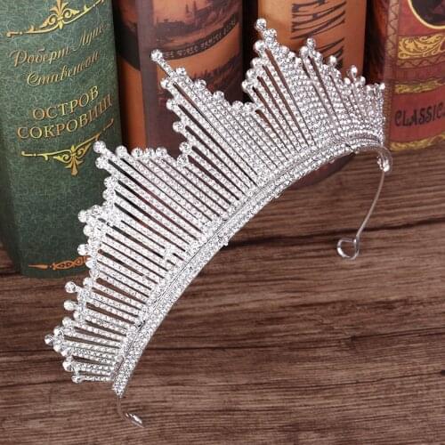 Silver Color Rhinestone Crystal Wedding Crown Bride Tiaras And Crowns Queen Diadem Bride Crown Bridal Hair Jewelry Accessories