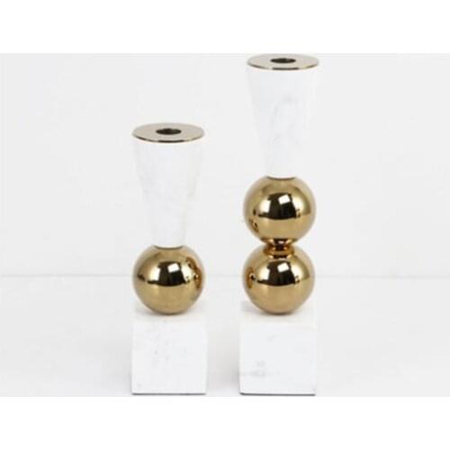 Light luxury European style jazz white marble decoration, home decoration crafts, candlestick dining table and club 3p