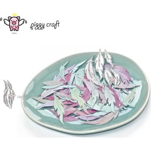 Piggy Craft metal cutting dies cut die mold 5Pcs Feather decoration Scrapbook paper craft knife mould blade punch stencils dies