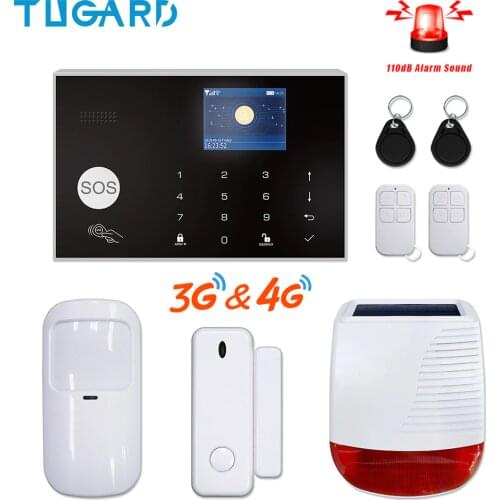 Tuya Smart GSM 3G 4G WiFi Alarm Host 433Mhz Wireless Home Security Burglar Alarm System Kit with 110dB Outdoor Solar Siren