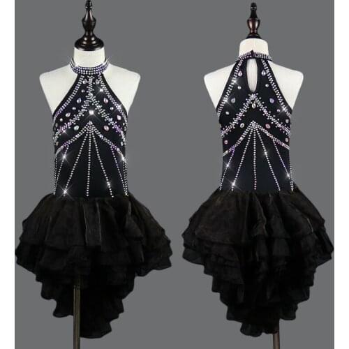 High Grade Ladies Latin Competition Dance Dress Middle East Rhinestone Dress Stage Perform Salsa Dress Latin Dance Dress BL2535