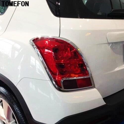 TOMEFON 2pcs For Chevrolet Chevy Trax Tracker 2014 2015 ABS Chrome Rear Tail Light Lamp Cover Frame Decoration Light Protection