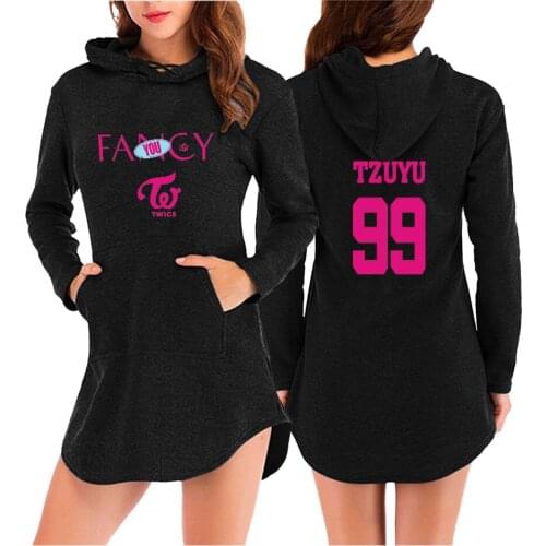 Twice FANCY Dress Printing Casual Custom Harajuku Women Autumn And Winter Dress Clothes 2019 Hot Sale Kpops dress Plus Size