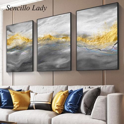 Golden Abstract Graphic Art Painting Canvas Poster Nordic Luxury Style Modern Print Contemporary Wall Picture Home Decoration