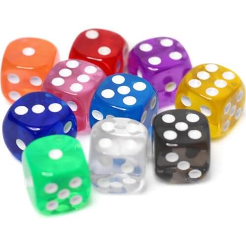 10PCS/Lot Filleted Corner Dice Set Colorful Transparent Acrylic 6 Sided Dice For Club/Party/Family Games