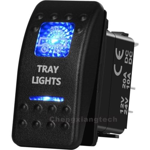 12v/24v Marine Grade Car Boat RV Blue Led 5 Pin on-off SPST TRAY LIGHTS Rocker Switch WATERPROOF IP66