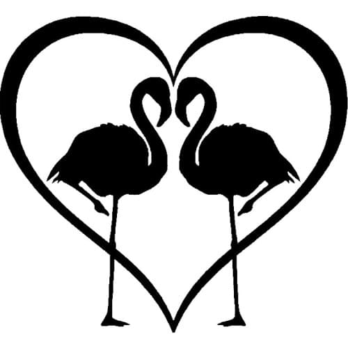 16*14.6cm Car Sticker Flamingo Heart Shaped Animal PVC Car Accessories Decorative Sticker car accessories