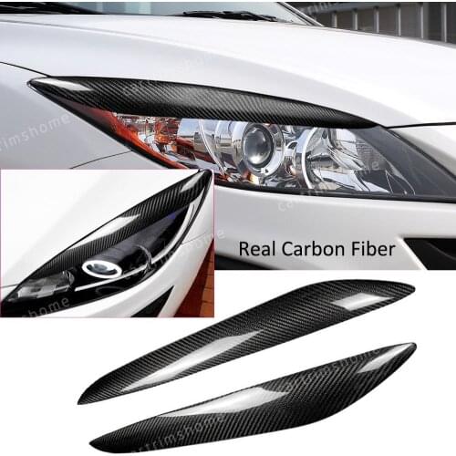 2*Carbon Fiber Headlight Eyelids eyebrow Cover For Mazda 3 Mazda3 JDM 2010-2013