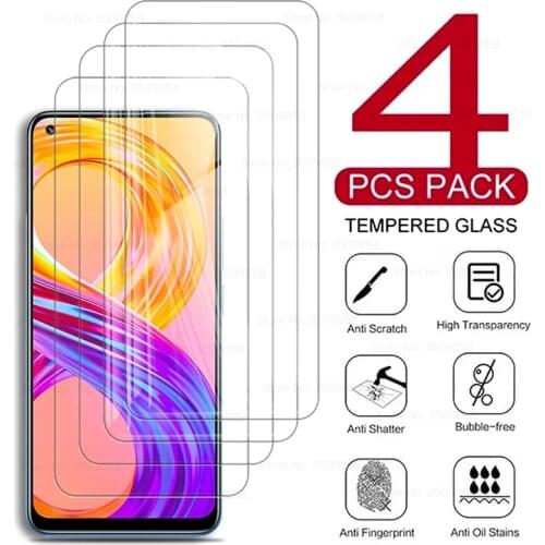 4PCS Full Cover Tempered Glass for Realme 5 6 7 8 Pro 5i 6i 7i 5s 6s Realmi Relme 5 6 s 7 i 9H Premium Screen Protector Film