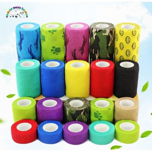 6PCS Dog Cat Bandage Medical Elastic Bandage Pet Vet Wrap Waterproof Colorful Self Adherent Finger Joint Wrap Injury Tape