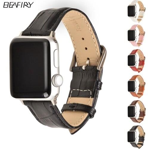 BEAFIRY Bamboo Pattern Genuine Leather Watch Band 38mm 42mm For Apple Watch Sport Bands Wristband For Iwatch series 4/3/2/1