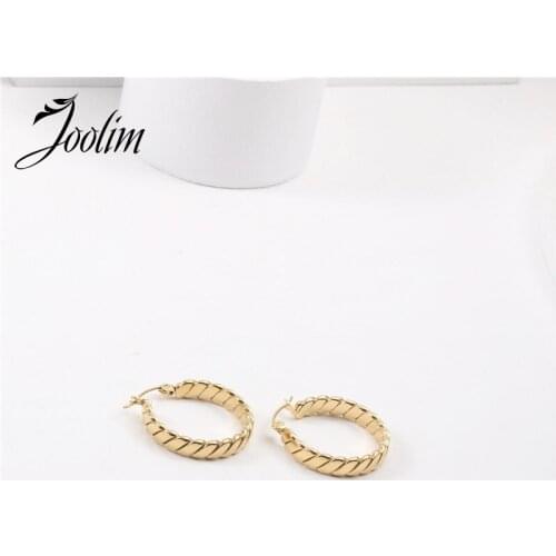 Tarnish Free PVD Gold Finish Fashionable Symple Rice-body Ciecle Earring Stainless Steel Tarnish Free Gold Jewelry Wholesale