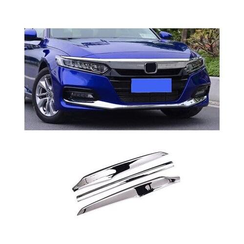 ABS Chrome Front Bumper Decoration Cover Trim 3pcs For Honda Accord 2018 2019