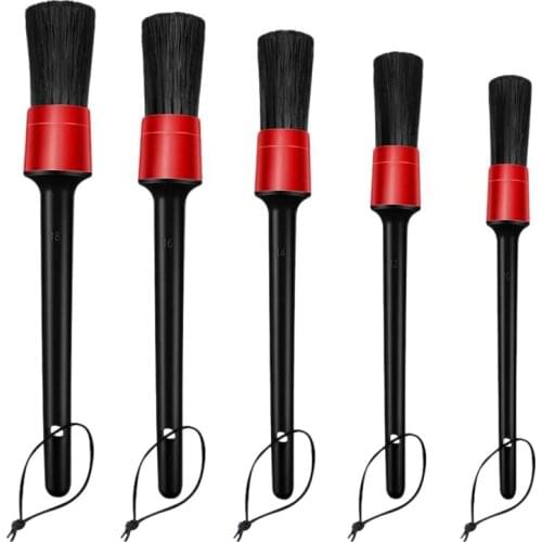 Car Detail Brush Auto Detailing Brushes Set - 5 Different Sizes Mixed Fiber Plastic Handle Car Cleaning Tools Kit Retail