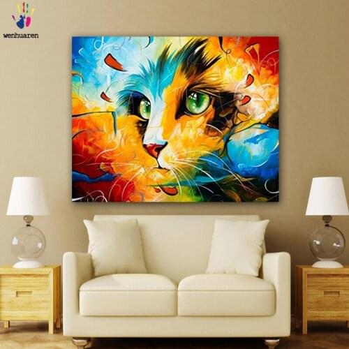 DIY colorings pictures by numbers with colors Color of the cat picture drawing painting by numbers framed Home