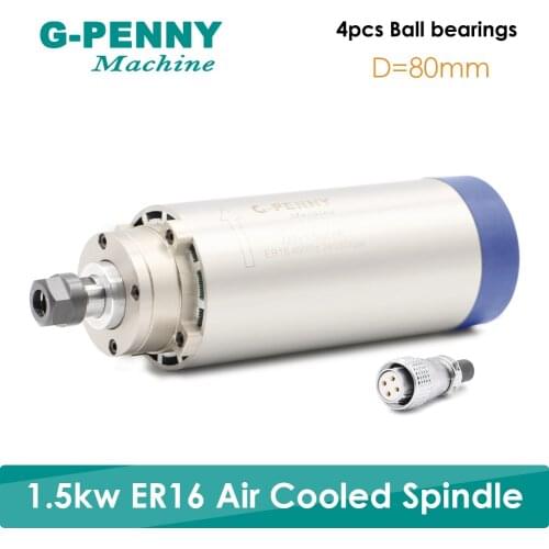 New Product ! 220V 1.5KW ER16 CNC Air Cooled Spindle Motor 80mm DIY Air Cooling 4 Bearings CNC Motor Spindle CNC router machine