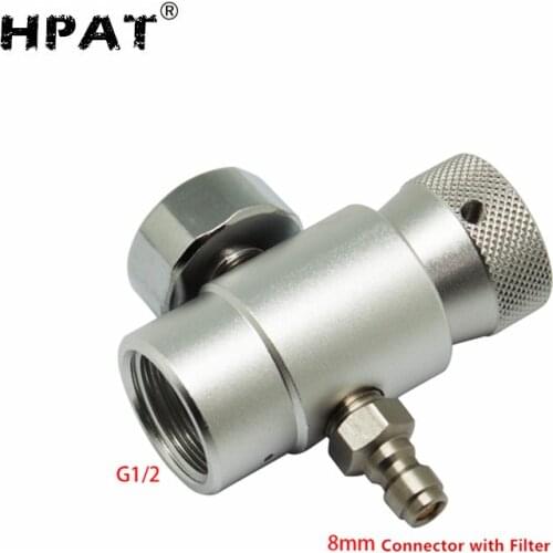 HPAT CO2 Cylinder Refill Adapter Connector Gas Regulator with 3000Gauge or 8mm Male Quick Disconnect