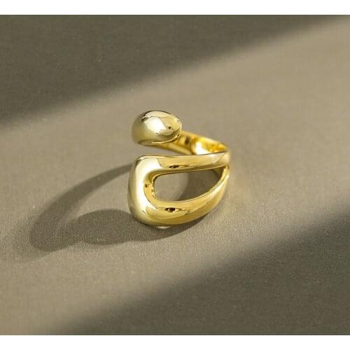 1PC Authentic 925 sterling silver Gold /White Open Irregular Band Ring Wider Cross Rings adjust Jewelry TLJ1200