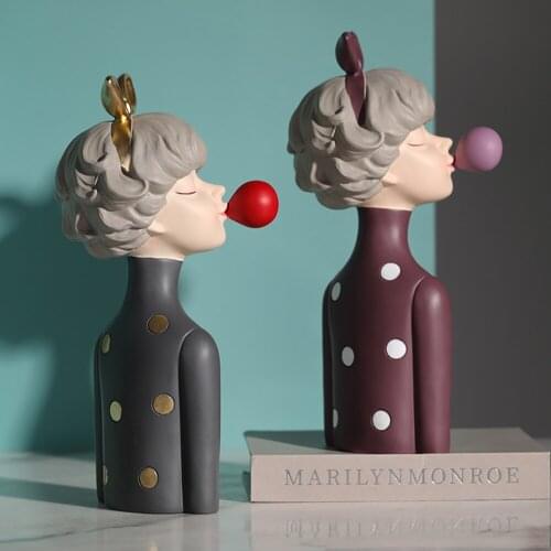 Creativity Bubble Girl Decoration Modern Resin Statue Home Decor Office Sculpture Home Living Room Decor Gift For Girlfriend