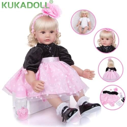 KUKADOLL 60 CM Reborn Baby Dolls Cloth Body Silicone Limbs Lovely Princess Doll Bebe Reborn For Kids Birthday Gift Girl Playmate
