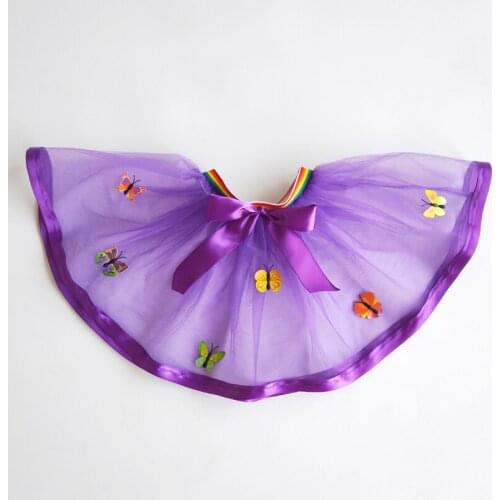 Butterfly Summer Baby purple Tulle Tutu Skirt Colorful Pom Princess Mini Dress Children Clothing Pettiskirt Girl Clothes