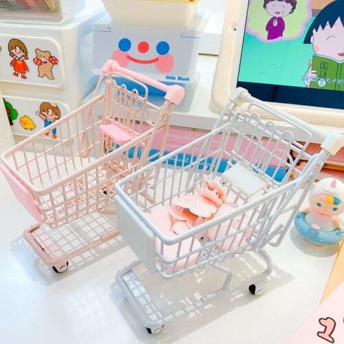 Cute Mini Shopping Cart Supermarket Handcart Storage Home Office Kids Toy Gift Decor Toy Wonderful For Children