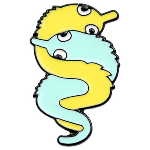 Lovely Colorful Worm Enamel Pins Blue yellow green pink Snake Cuddle Hugging Worms Brooches Badges Fun Pins Gifts For Friends