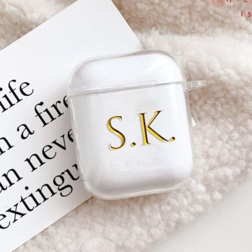 Monogram Custom Name Cover For AirPods Case Soft Silicone Funda For Airpods Pro Pod Earphone Accessories