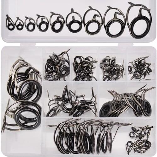 85PCS/SET Fishing Rod Guide Tip Repair Kit Set DIY Eye Rings Stainless Steel Frames Ceramics TS Line Guide Ring