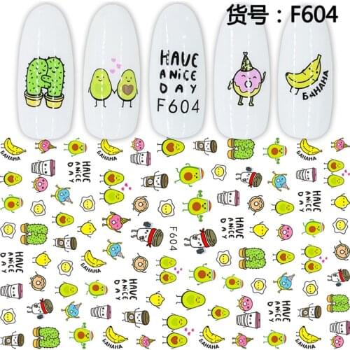 Leaves Stickers Summer Adhesive Sliders Fruits for Nails Watermelon Lemon Strawberry Design Manicure Accessory