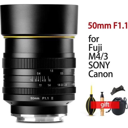KamLan 50mm f1.1 II Camera Lens MF APS-C Large Aperture Lens for Fuji Sony Canon Olympus Panasonic M4/3 Mirrorless Cameras