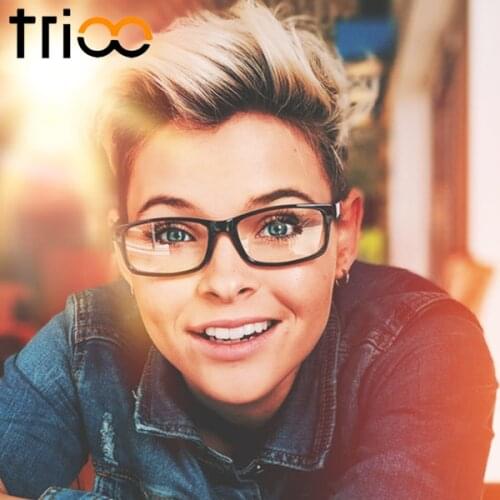 TRIOO Reading Glasses Men Myopia Prescription Eyeglasses Computer Eyewear Oculos de Grau Small Square Optical Frame Clear Lens