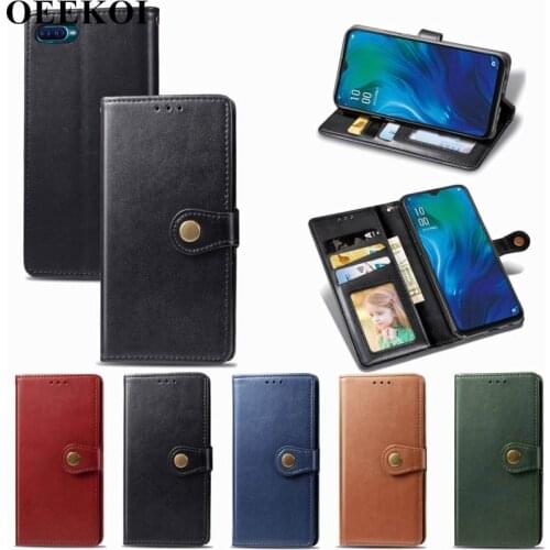 OEEKOI Pure Color PU Leather Wallet Flip Cover Case for OPPO K1