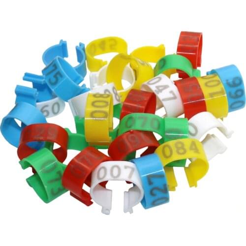 100 Pcs Inner Diameter 2.0cm Plastic Open Type Buckle Chicken Duck Goose 5 Colors Digital Foot Ring Poultry Farming Equipment